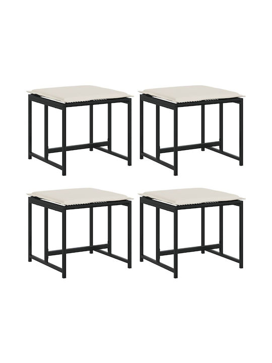 Rattan Outdoor Stool Black 4 Pieces 40x40x35cm