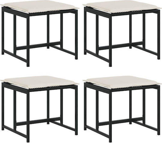 Σκαμπό Rattan Μαύρα 4τμχ 40x40x35cm Σκαμπό Rattan Μαύρα 4τμχ 40x40x35cm