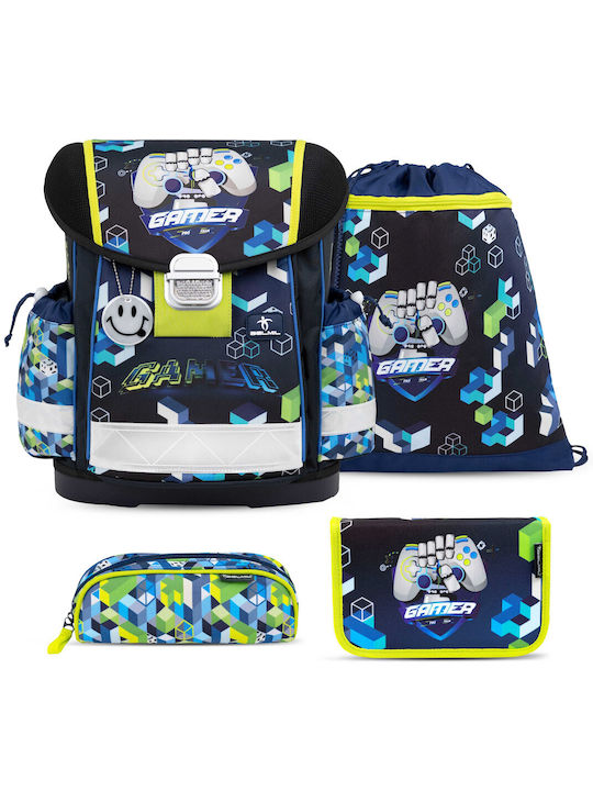 Belmil Classy School Bag Backpack Elementary, Elementary Blue with Water Bottle Holder 19Liters