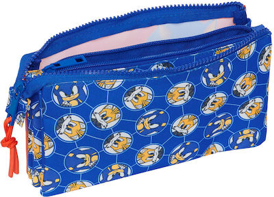 Sonic Fabric Blue Pencil Case with 2 Compartments