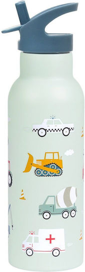 A Little Lovely Company Детска Бутилка Термос От Неръждаема Стомана Със Сламка Non Spill Синя 500ml