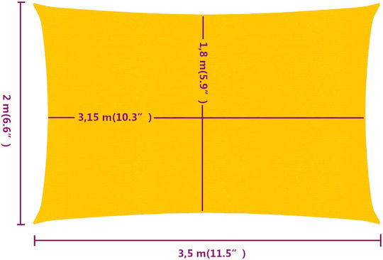 vidaXL Rectangular Shade Sail Yellow 2x3.5m 160gr/m²