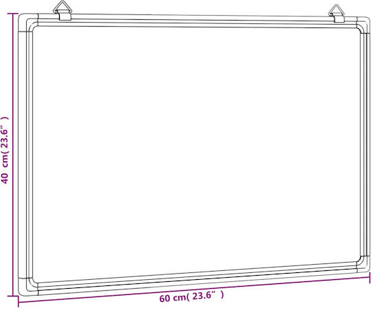vidaXL Magnetic Hanging Dry Erase Board 60x40cm