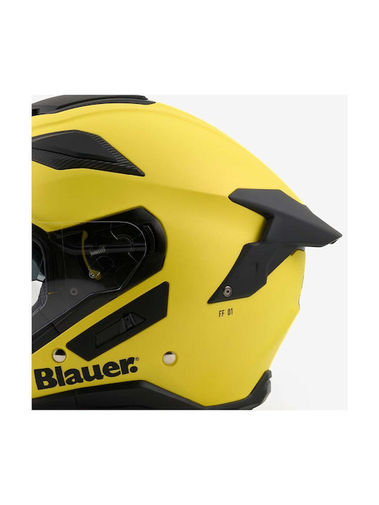 Blauer H.T. JJ-01 H140 Yellow Matt Motorcycle Helmet Jet ECE 22.06 1450gr with Sunvisor