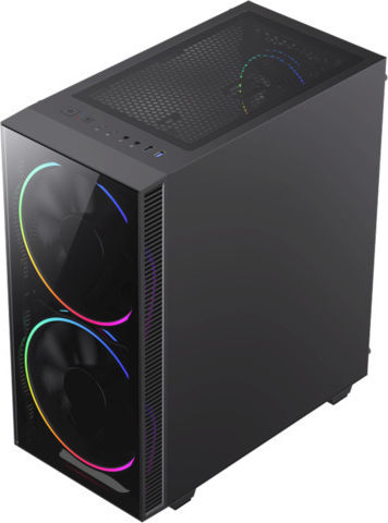 GameMax Black Hole Gaming Midi Tower Κουτί Υπολογιστή με Πλαϊνό Παράθυρο και RGB Φωτισμό Μαύρο