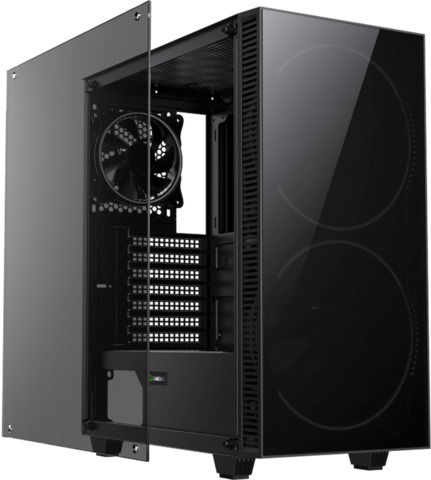 GameMax Black Hole Gaming Midi Tower Κουτί Υπολογιστή με Πλαϊνό Παράθυρο και RGB Φωτισμό Μαύρο