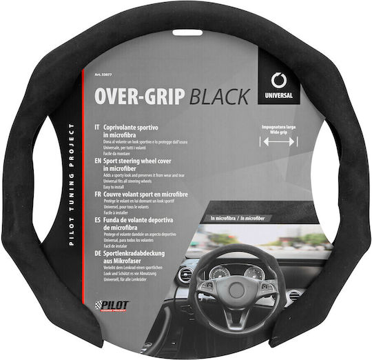 Lampa Car Steering Wheel Cover Microfiber Black with Black Stitching
