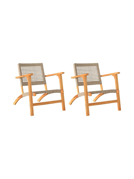 Outdoor Chair Rattan Beige 2pcs 54x40x76cm