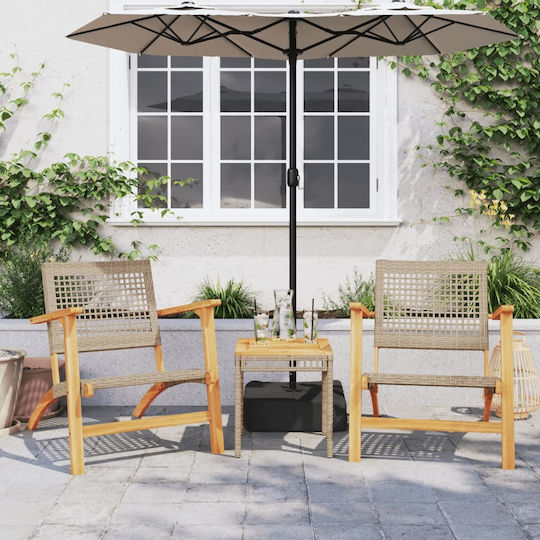Outdoor-Stuhl Rattan Beige 2Stück 54x40x76εκ.