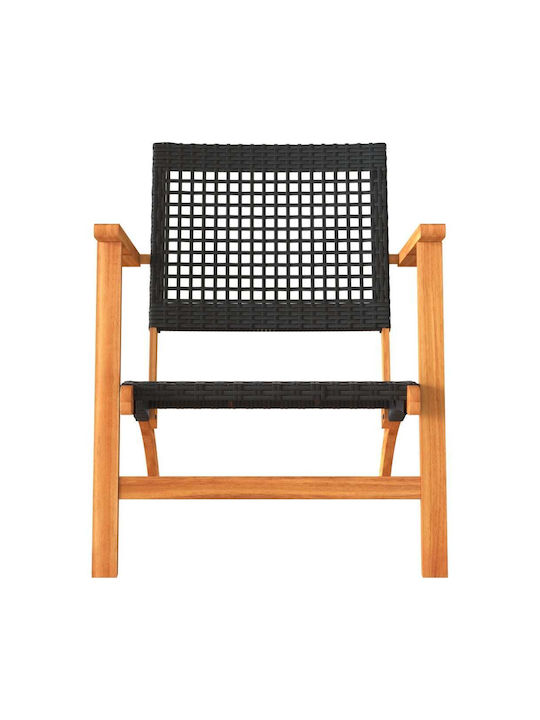 Outdoor Chair Rattan Black 2pcs 54x40x76cm