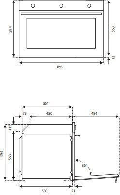 Bertazzoni Φούρνος Φυσικού Αερίου άνω Πάγκου 99lt Π89.6εκ. Inox