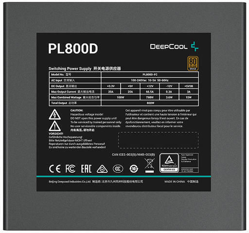 Deepcool PL800D 800W Μαύρο Τροφοδοτικό Υπολογιστή Full Wired 80 Plus Bronze