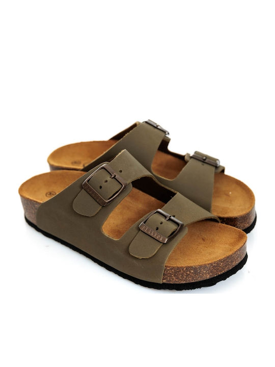 Plakton Δερμάτινα Σανδάλια KAKI