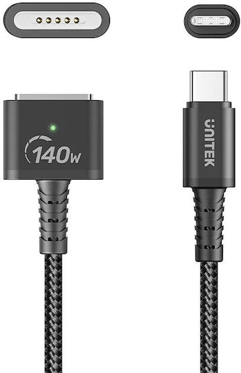 Unitek USB 2.0 Cable USB-C male - Magsafe 3 140W PD Μαύρο 2m C14121BK-2M