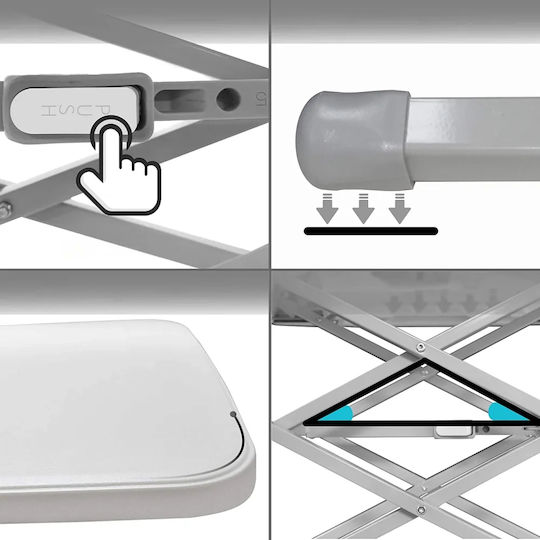 Plastic Masa pentru spații exterioare mici Pliabil cu schelet metalic Alb 64x45x36buc