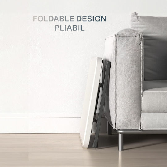 Plastic Masa pentru spații exterioare mici Pliabil cu schelet metalic Alb 64x45x36buc