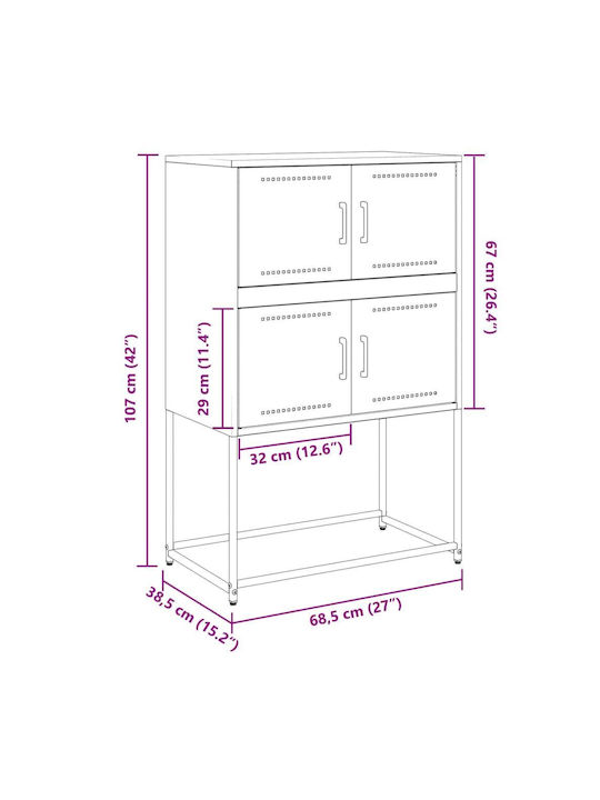 Cabinet de Birou Metalic Green olive oil 68.5x38.5x107cm