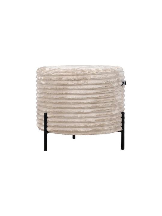 Stool For Living Room Upholstered with Fabric Beige 46x46x43cm