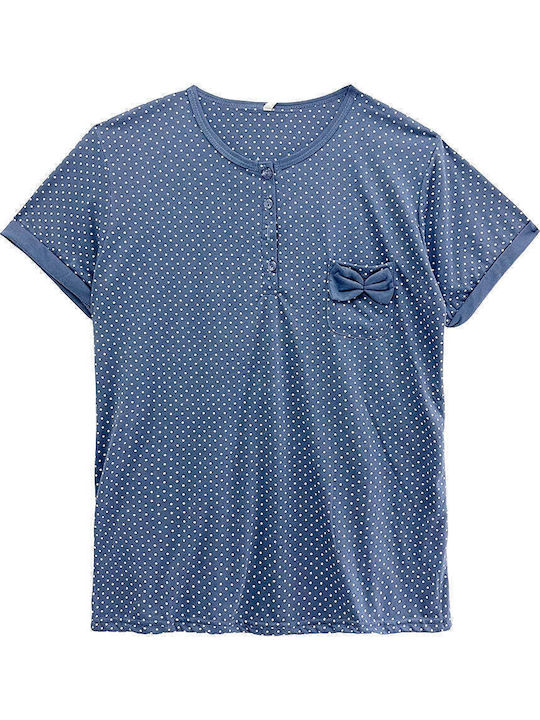 Set de pijama pentru femei, mâneci scurte, pantaloni lungi, buline, vara, Gp-178