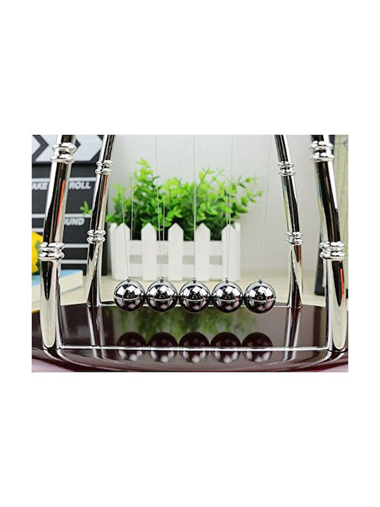 Newton Cradle Carousel Decorative Office Hourglass Made of Metal 18x11x14cm in Silver Colour Newton's Pendulum XL
