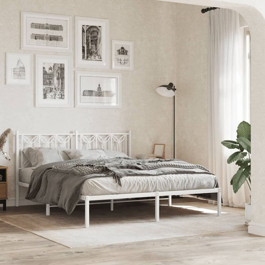 vidaXL Metallic White Bed Headboard 156x90cm