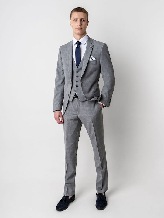 Fragosto Men's Suit with Vest Grey