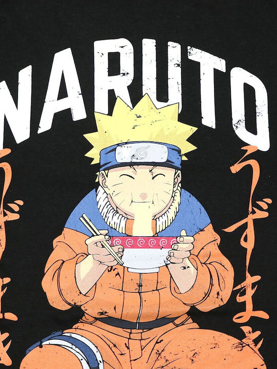 Toei Animation T-shirt Naruto Μαύρο Βαμβακερό