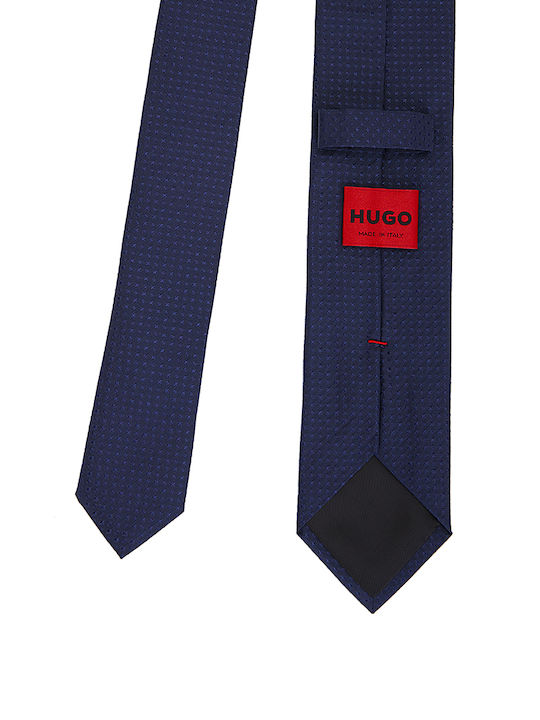 Hugo Men's Tie Silk Printed in Navy Blue Color