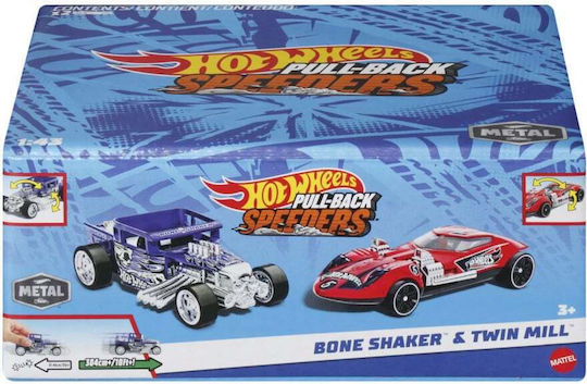 Hot Wheels Speeders Toy Car Pull Back Bone Shaker & Twin Mill for 3++ Years