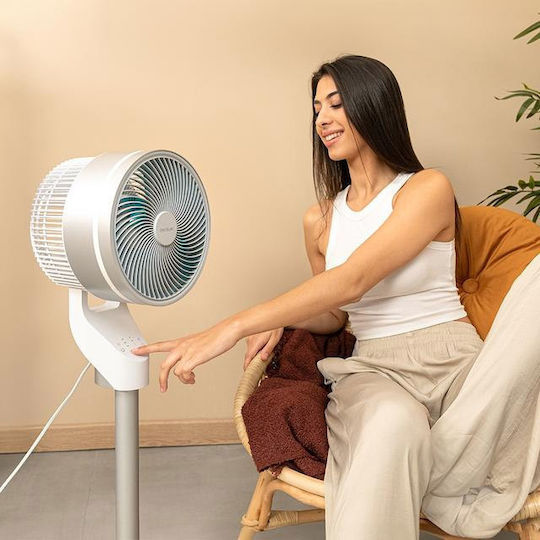 Cecotec Energysilence 1000 Cyclone Smart Ανεμιστήρας Ορθοστάτης 60W Διαμέτρου 22cm με Τηλεχειριστήριο Λευκός