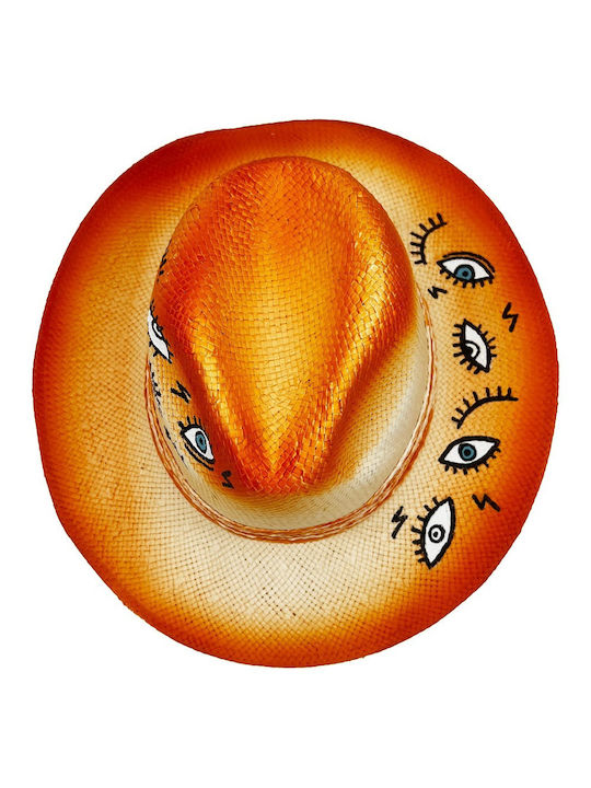 LiebeQueen Frauen Rattangeflecht Hut Orange