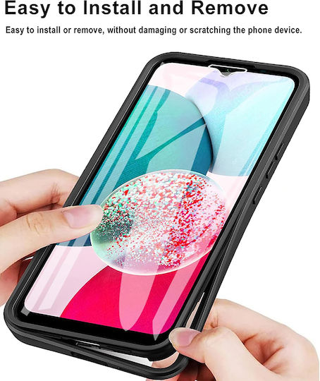 Techsuit Colorverse 360 Силикон С Включено Закалено Стъкло Розов Galaxy A14