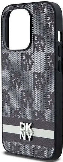 Dkny Pu Leather Checkered Pattern Stripe Case Iphone 14 Pro Black