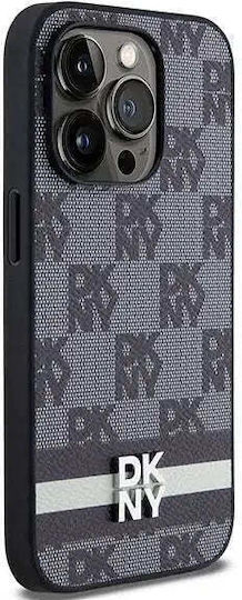 Dkny Pu Leather Checkered Pattern Stripe Case Iphone 14 Pro Black