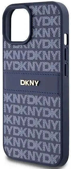 Dkny Pu Leather Repeat Pattern Tonal Stripe Case Iphone 15 Blue