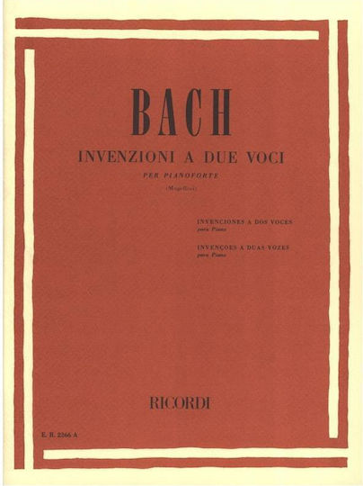 Ricordi Bach J.s - Inventions A Deux Vois pentru Pian / Voce