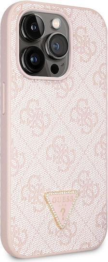 Guess Metal Logo Back Cover Metallic with Strap Pink (Apple iPhone 14 Pro)