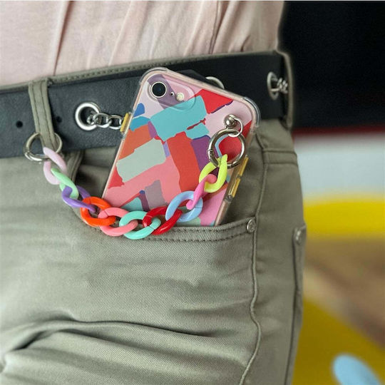 Color Chain Umschlag Rückseite Silikon mit Band Design 1 (Galaxy A22 5G)