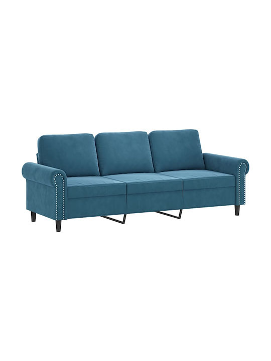 Three-Seater Velvet Couch Blue 212x77x80 cm