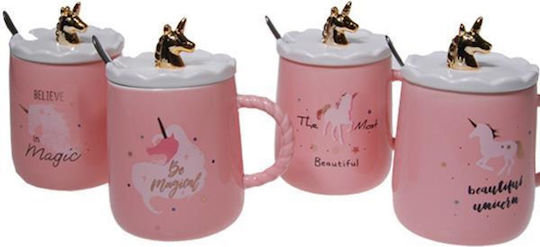Next Unicorn Mug Ceramic with Lid in Various Designs Pink (Various Designs)