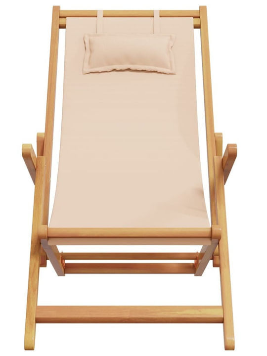 Deckchair Wooden with Beige Arms 61x112x95cm