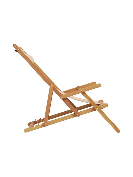Deckchair Wooden with Beige Arms 61x112x95cm