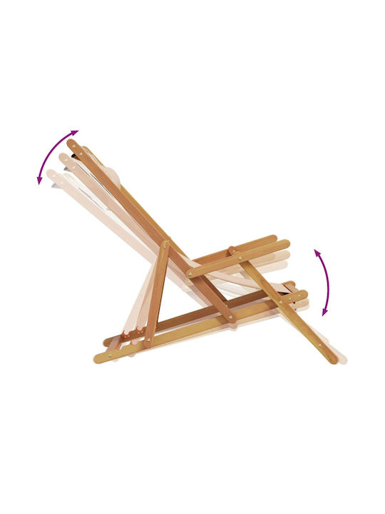 Deckchair Wooden with Beige Arms 61x112x95cm