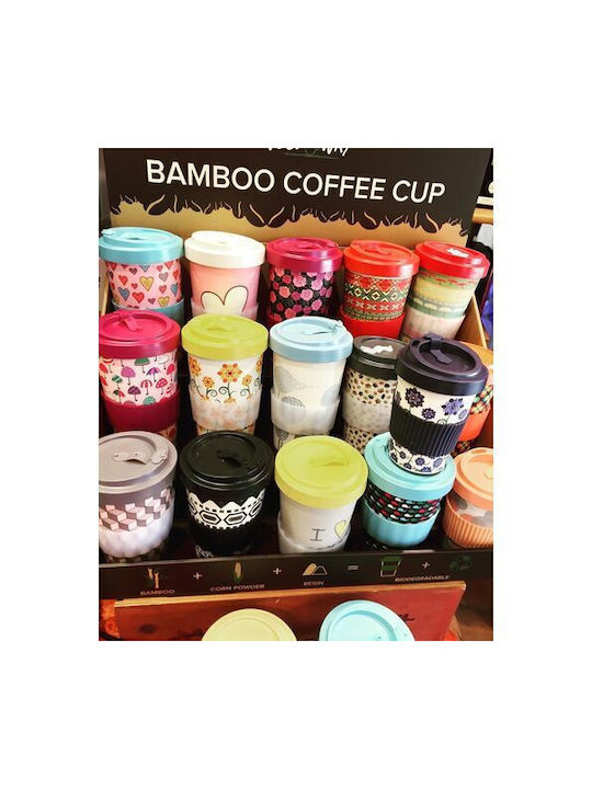 Woodway Aztec Becher Bamboo mit Deckel Blue 400ml