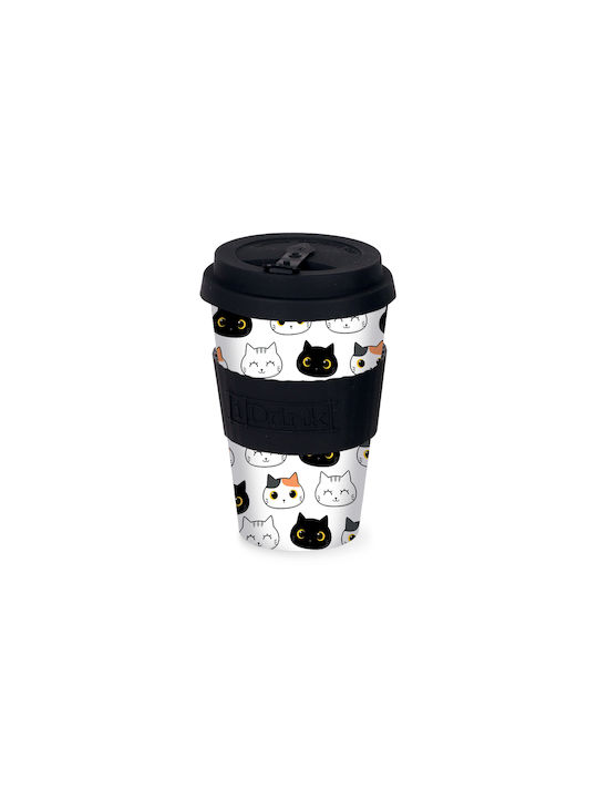 Total Gift Cup Cats Becher Bamboo mit Deckel Mehrfarbig 435ml ID0113