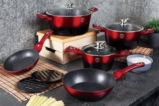 Berlinger Haus Metallic Line Kochgeschirr-Set aus Aluminium Burgundy Collection mit Stein-Innerbeschichtung 6-teilig