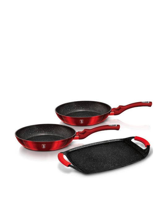 Berlinger Haus Pans Set of Aluminum with Non-stick Coating Burgundy Collection 3pcs