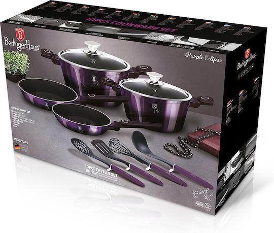 Berlinger Haus Комплект Съдове За Готвене От Лят Алуминий Purple Eclipse С Вътрешно Покритие От Камък 4 Части