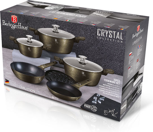 Berlinger Haus Комплект Съдове За Готвене От Лят Алуминий Crystal Collection С Вътрешно Покритие От Камък 5 Части