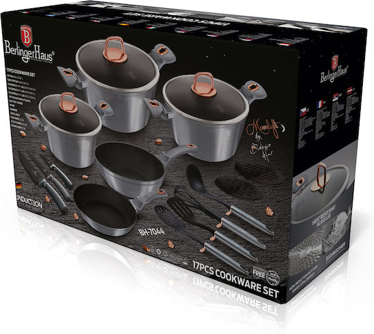 Berlinger Haus Moonlight Collection Σετ Μαγειρικά Σκεύη από Χυτό Αλουμίνιο Moonlight με Επίστρωση από Πέτρα 5τμχ